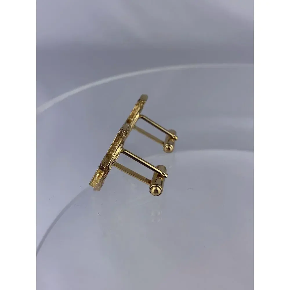 Modernist 80’s Style Gold Tone Cufflinks Abstract Large Statement Vintage